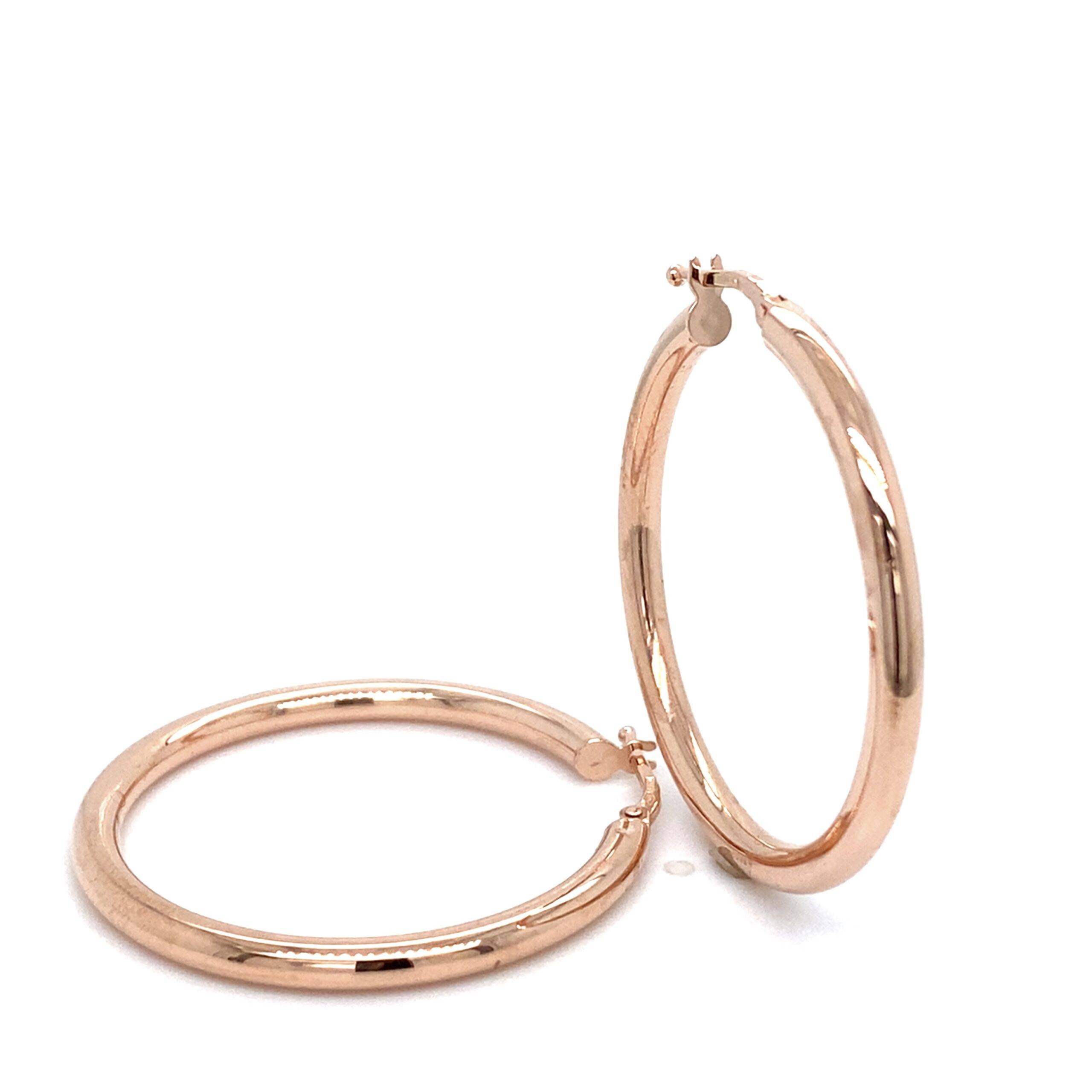 14K Roségouden creolen 3x36mm rond