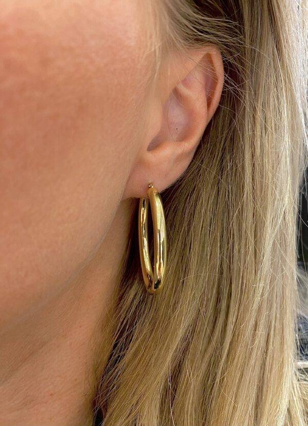 14K Geelgouden creolen 4x38mm ovaal - Afbeelding 2