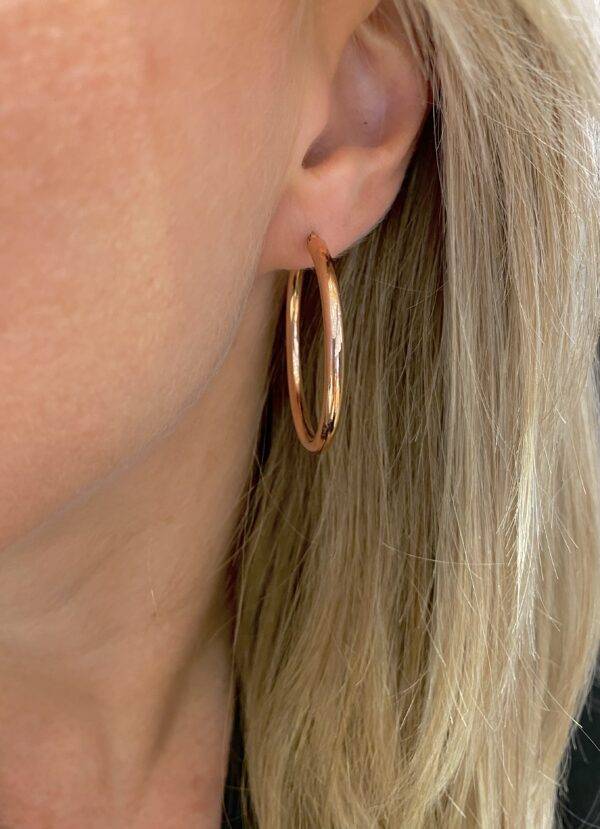 14K Roségouden creolen 3x36mm rond - Afbeelding 2
