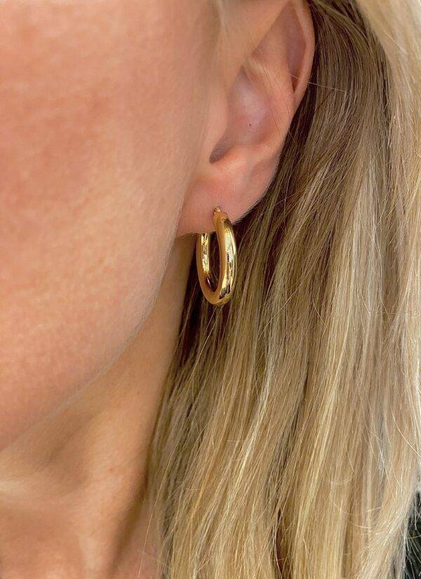 14K Geelgouden creolen 4x23mm rond - Afbeelding 2