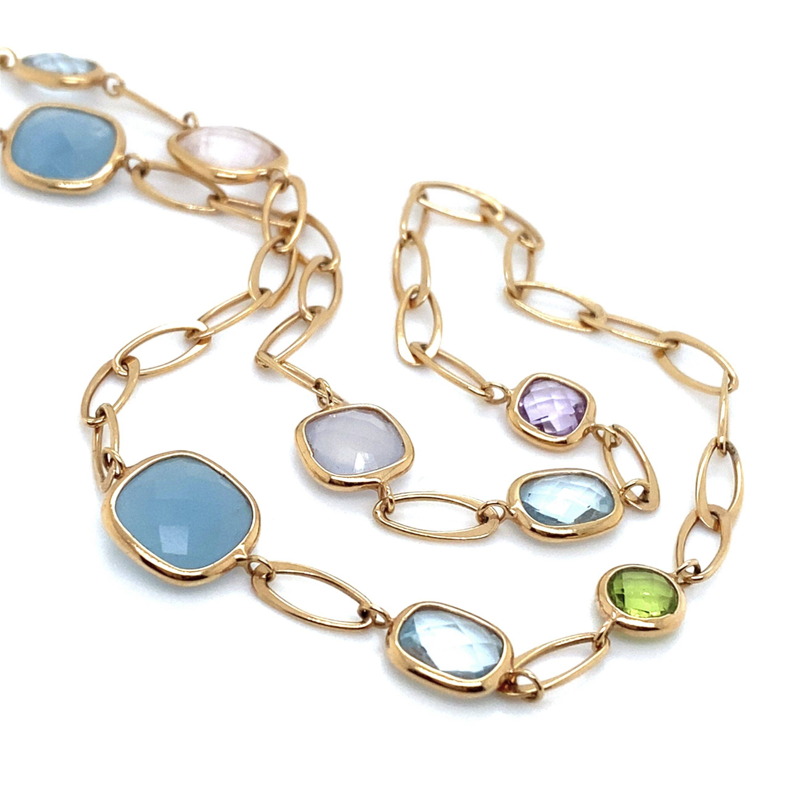 Collier 18K kleurstenen 80cm
