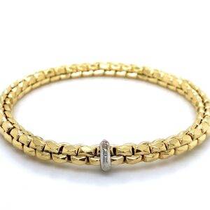 COMING SOON Flexarmband "Block" 18K geelgoud 5mm