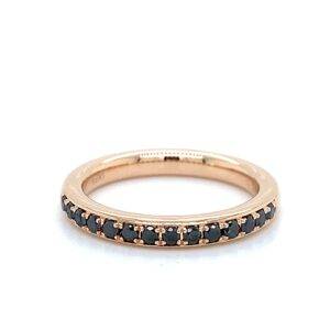 Aanschuifring 14K roségoud zwarte diamant 0.37crt