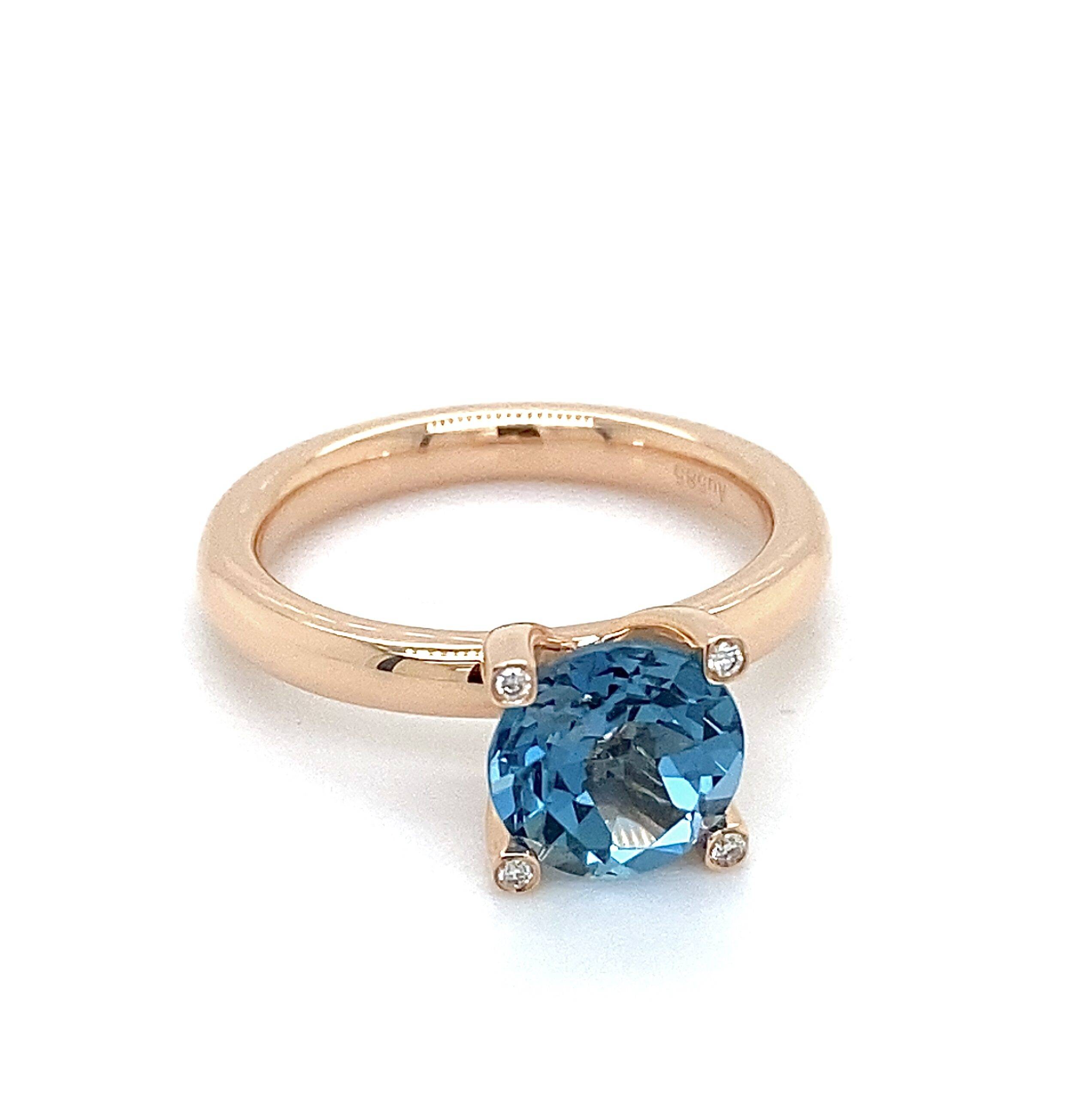 COMING SOON Ring LondonBlue 14k roségoud- briljant