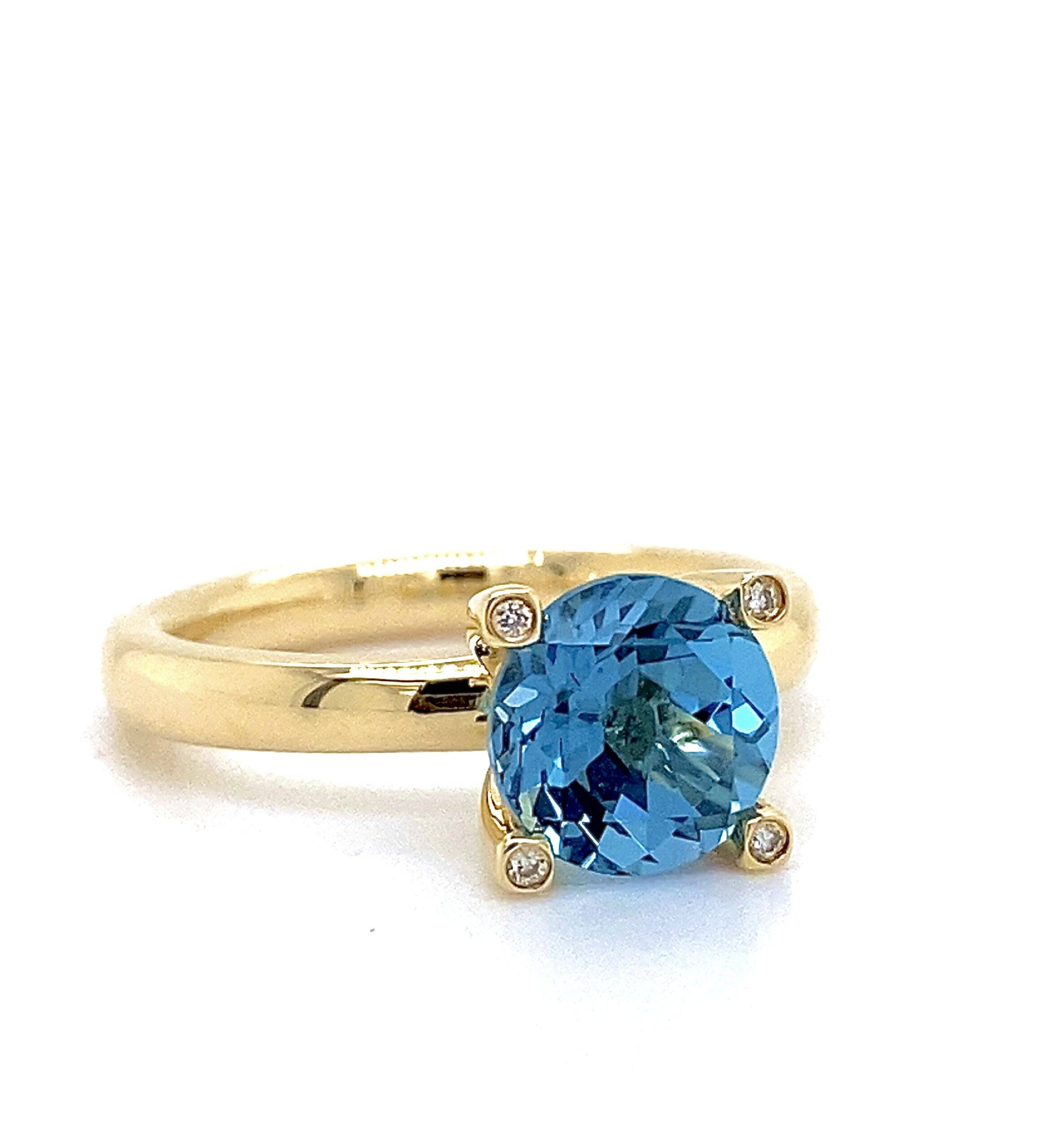 COMING SOON Ring LondonBlue 14k geelgoud- briljant
