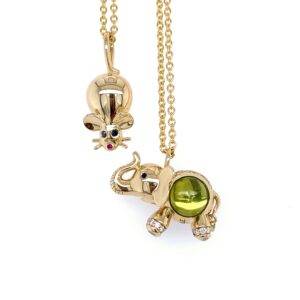 Tierra - Bedel Muis robijn en zwarte diamant 14k geelgoud