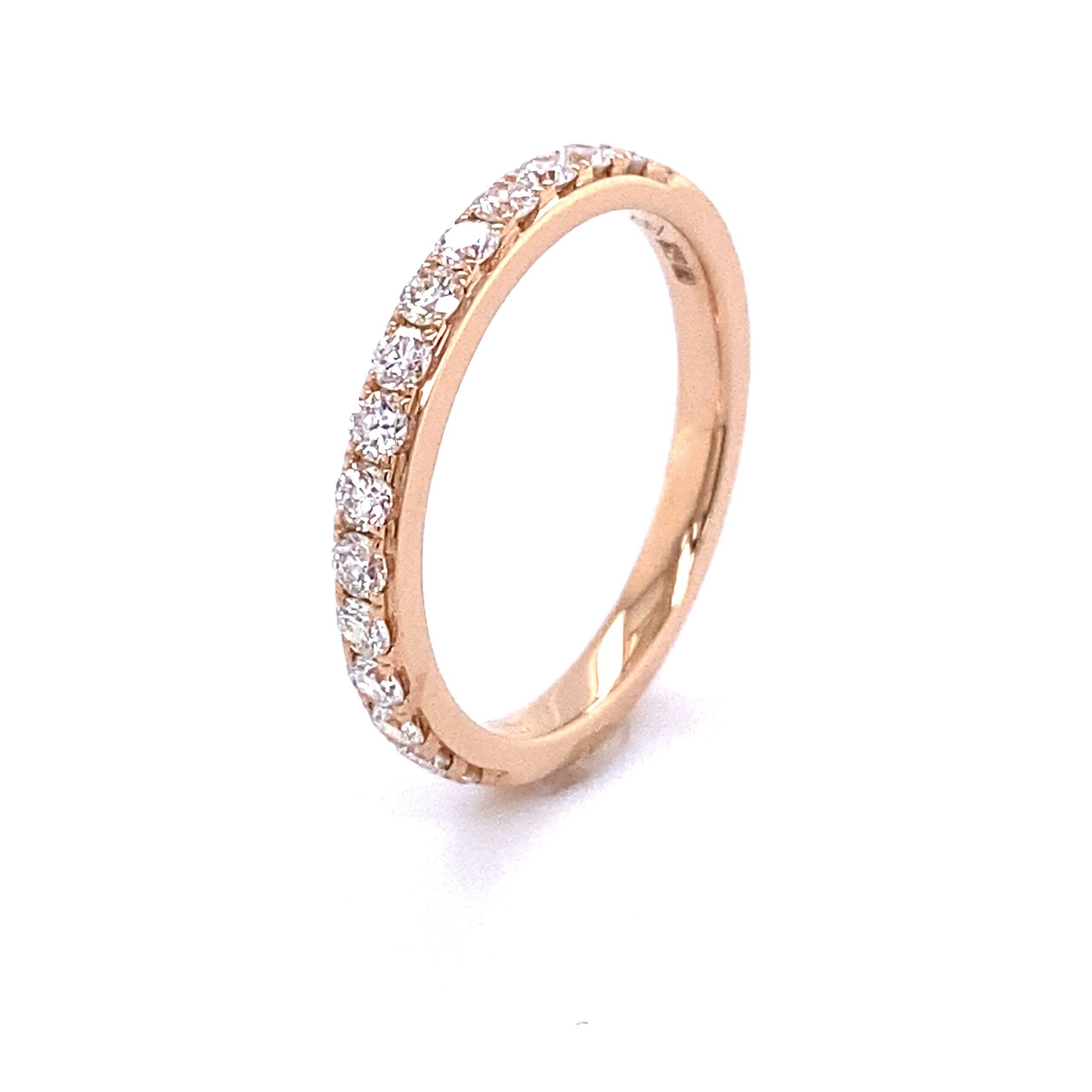 Ring vlak 2,5mm pavé diamant 0.48 Si Wesselton 18K roségoud