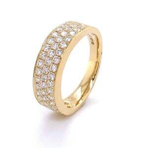 Luxe pavé ring met diamant 0.86crt Si Wesselton 6mm 18k geelgoud