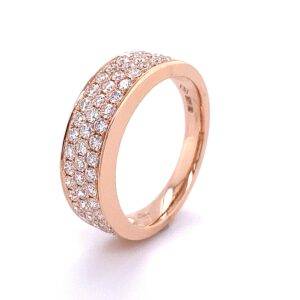 Luxe pavé ring met diamant 0.86crt Si Wesselton 6mm 18k roségoud