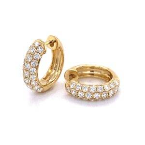 Oorringen pavé diamant 0.90crt Si Wesselton 18k goud 14,5mm-4mm