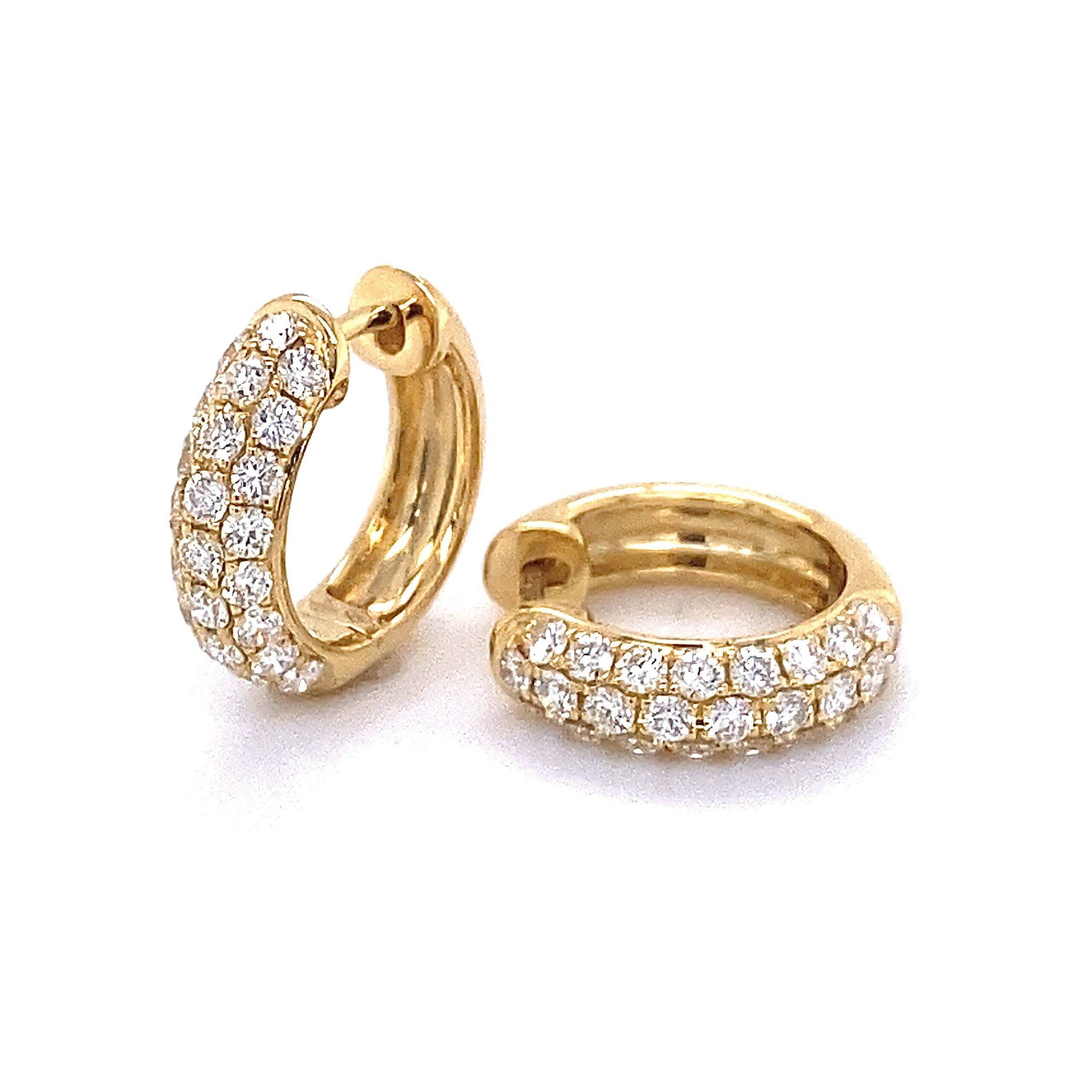 Oorringen pavé diamant 0.90crt Si Wesselton 18k goud 14,5mm-4mm