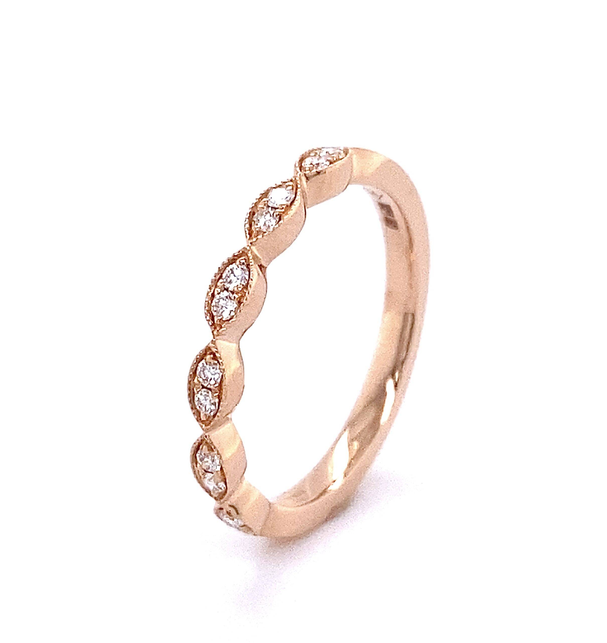 Elegante ring 18k roségoud met diamant 0.14crt Si Wesselton
