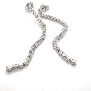 Oorhangers tennis model 18k witgoud diamant 0.57 Si Wesselton 65mm