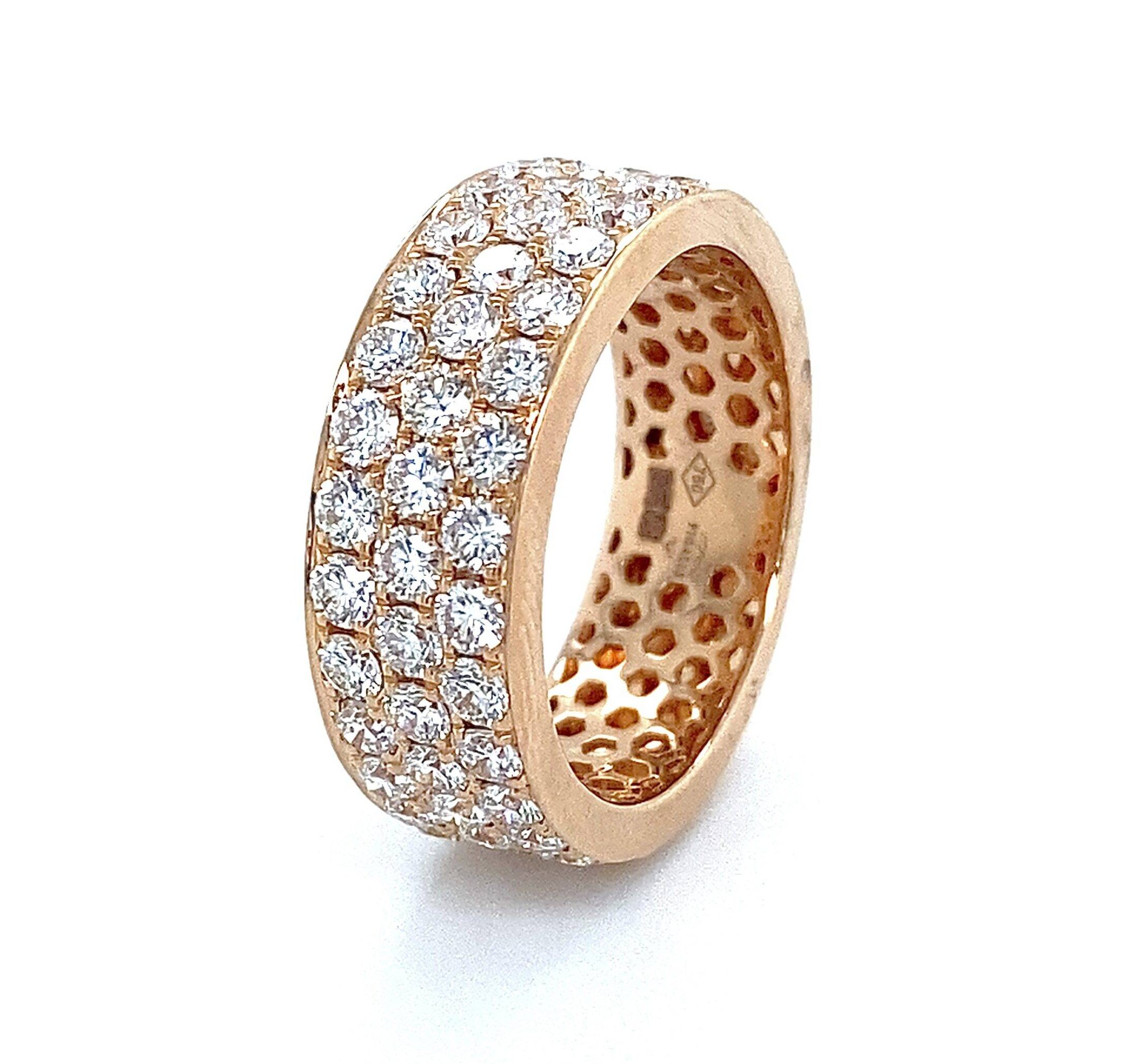 Luxe pavé ring diamant 1.90 crt Si Wesselton 18k roségoud 7mm