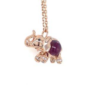 Tiempo & Tierra bedel roségouden olifant diamant, rhodoliet en roze quartz