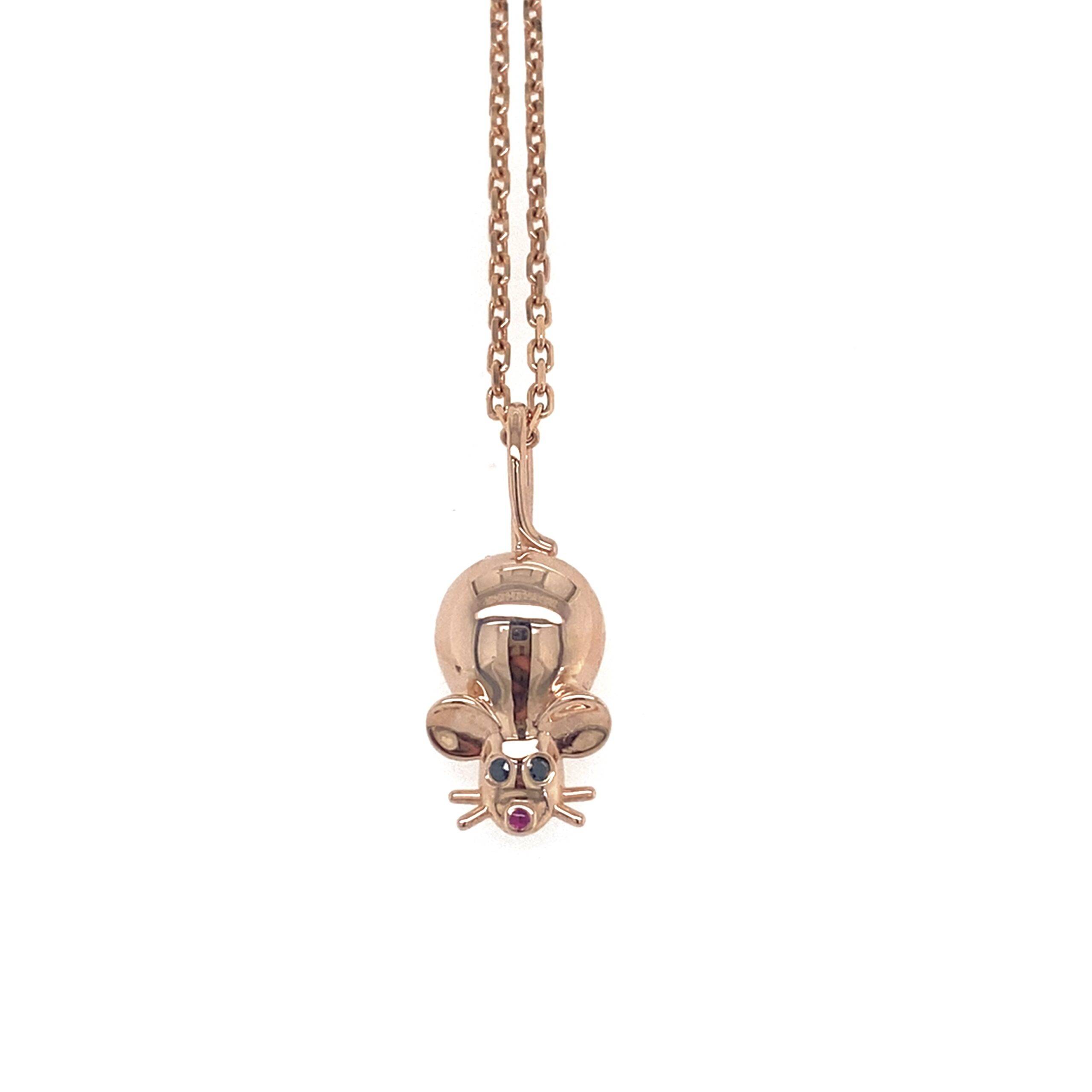 Tierra - Bedel Muis robijn en zwarte diamant 14k roségoud