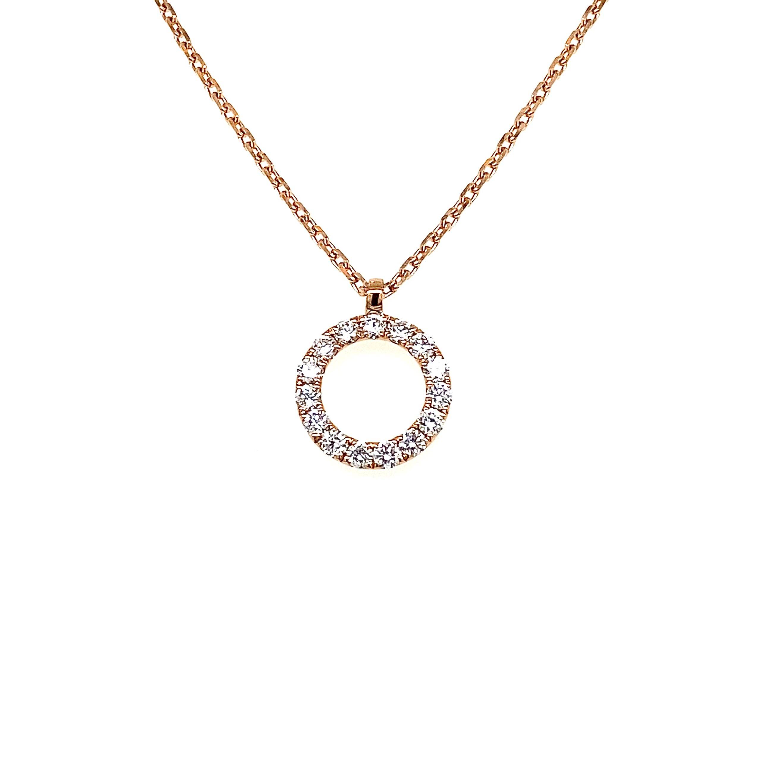 Collier met Ronde hanger 18k Roségoud diamant 0.40crt Si Wesselton