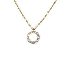 Collier met Ronde hanger 18k geelgoud diamant 0.40crt Si Wesselton