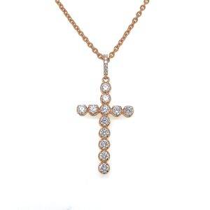 Hanger kruis 18k roségoud diamant 0.18crt Si Wesselton