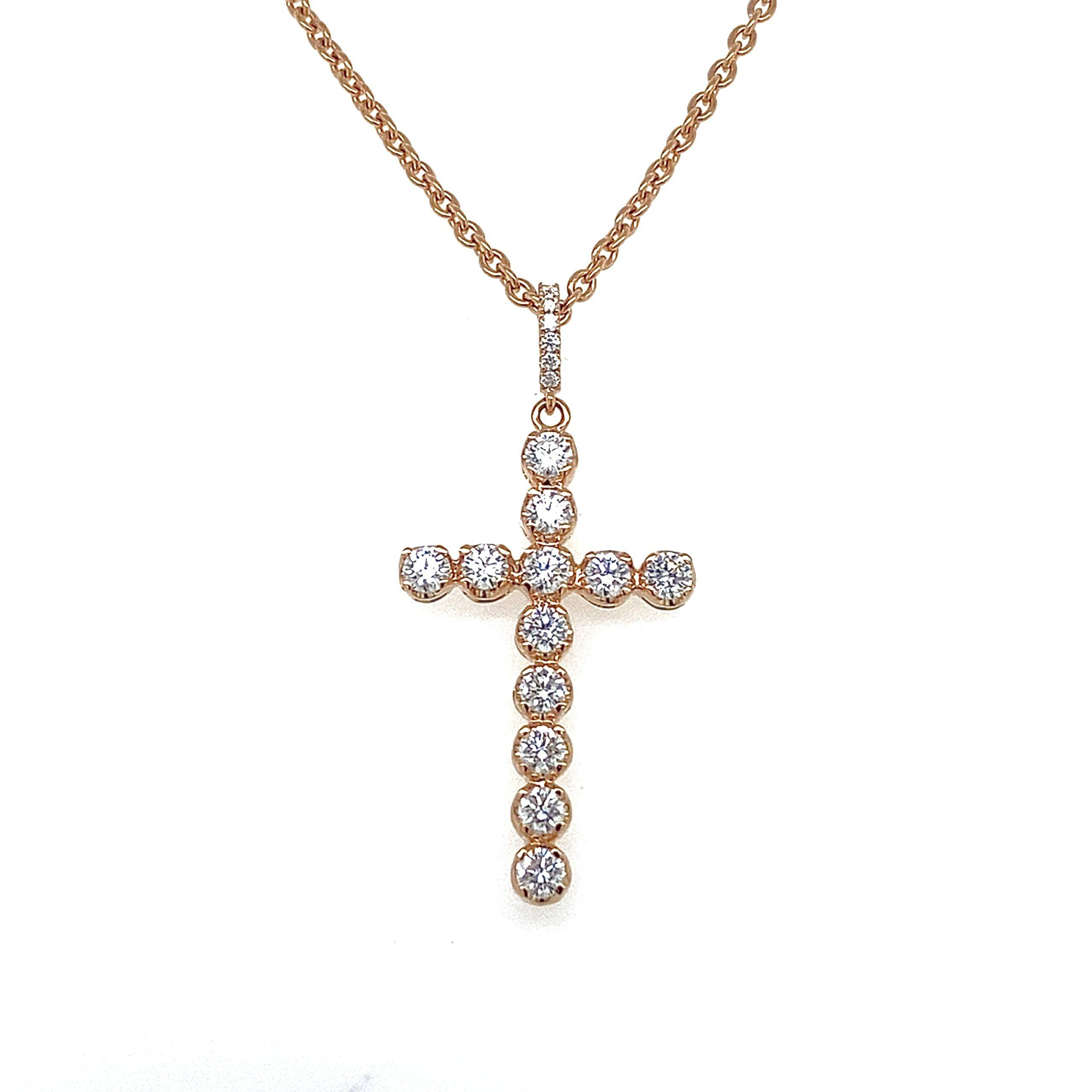 Hanger kruis 18k roségoud diamant 0.18crt Si Wesselton