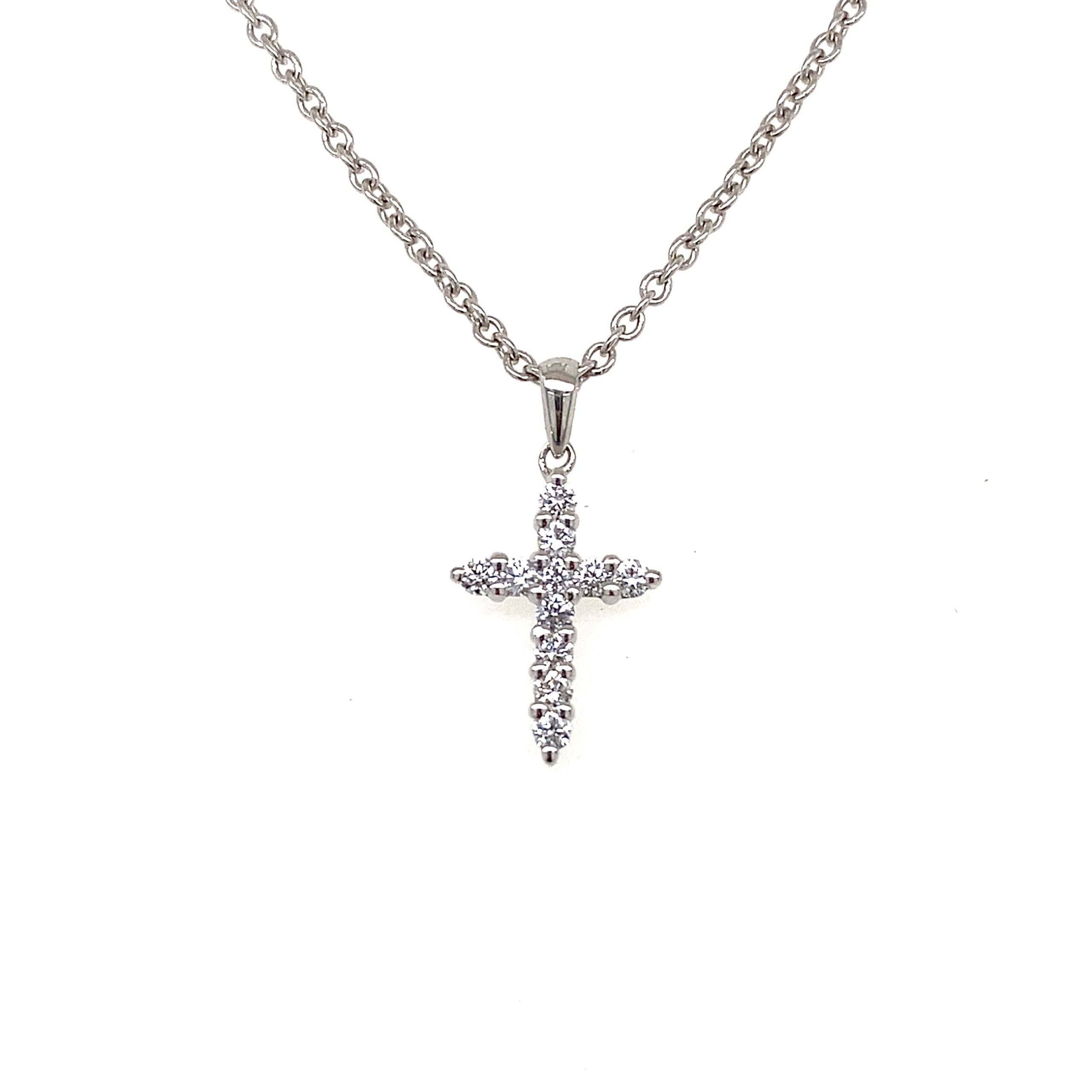 Hanger kruisje 18k witgoud diamant 0.18crt Si Wesselton