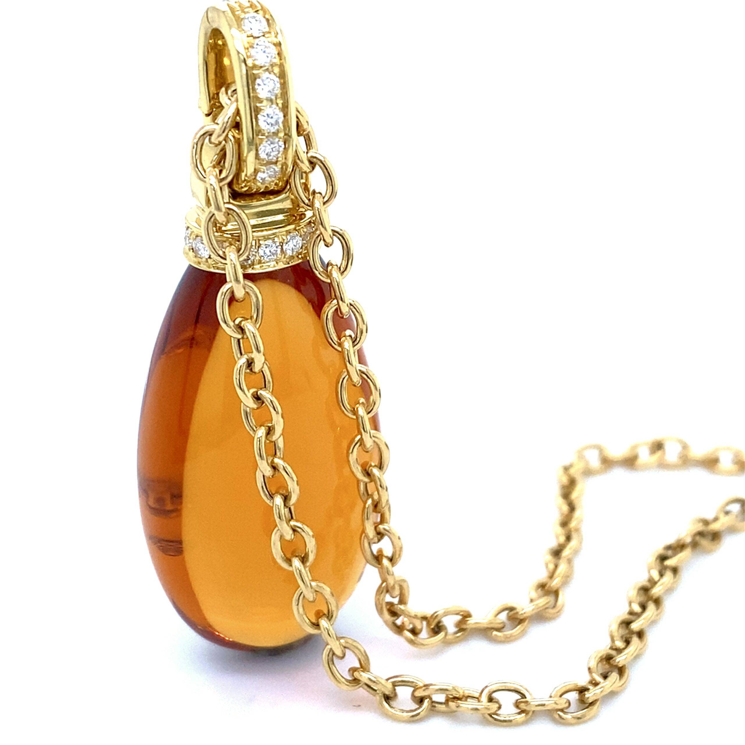 Cliphanger Citrien Druppel "Large" 18K geelgoud 0.25crt VS W