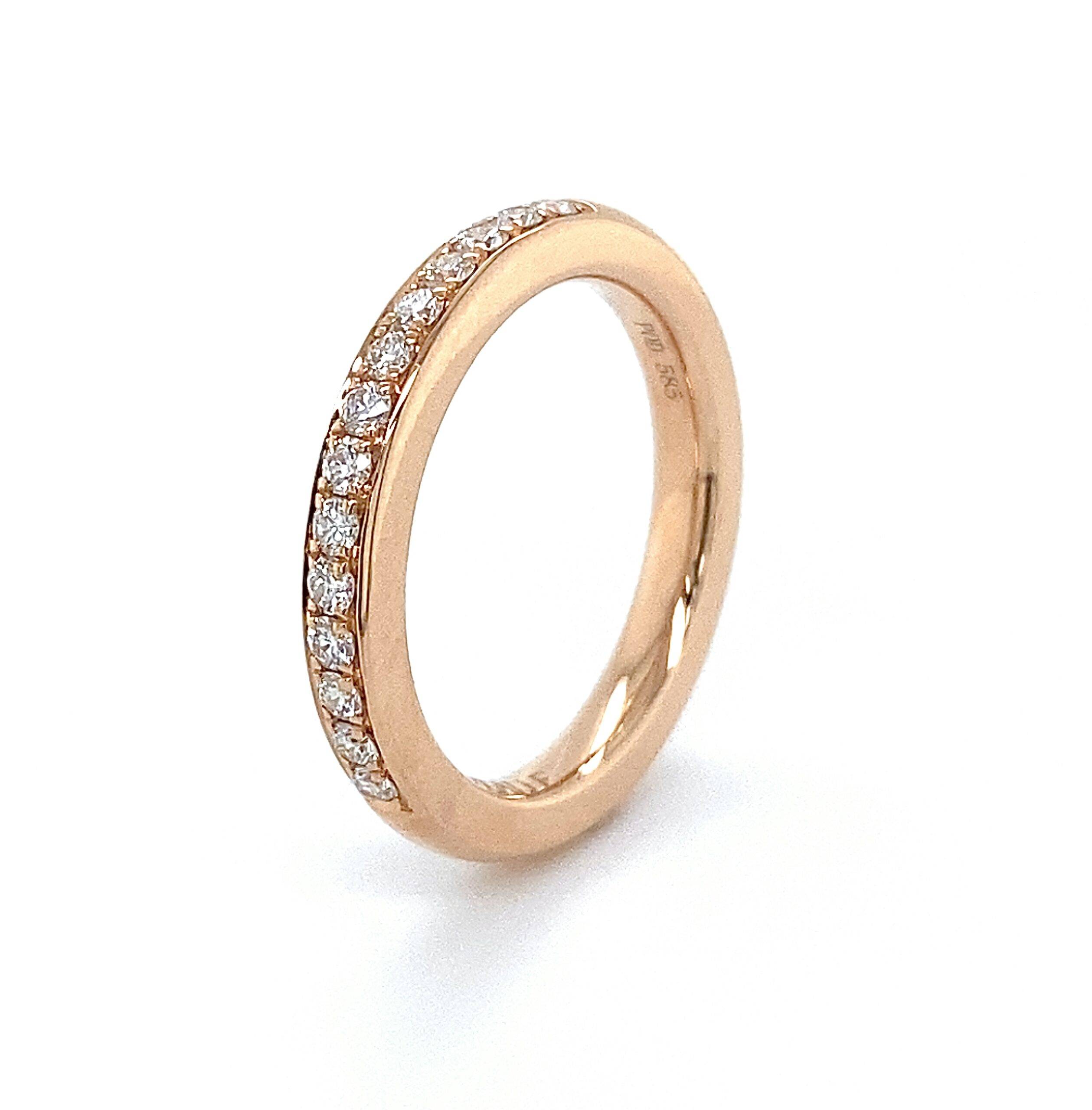 Ring 14K goud briljant 0,38crt VS H 3/3mm massief