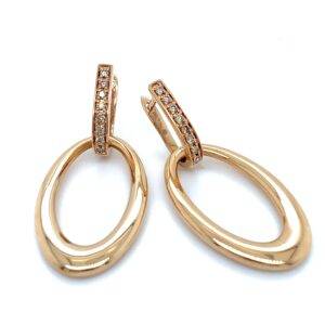 Oorhangers 18k roségoud met champagne diamant