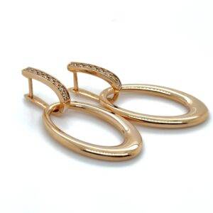 Oorhangers 18k roségoud met champagne diamant