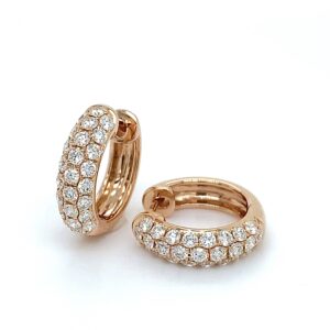 Oorringen pavé diamant 0.90crt Si Wesselton 18k goud 14,5mm-4mm