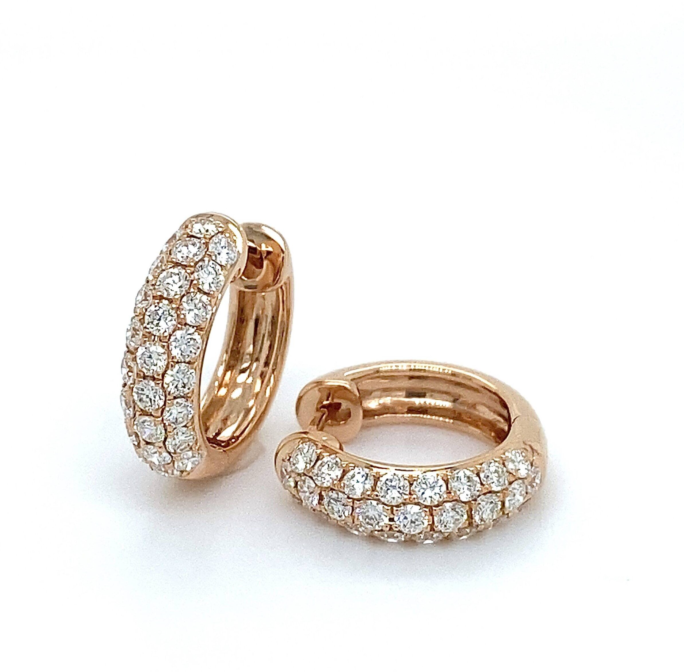 Oorringen pavé diamant 0.90crt Si Wesselton 18k goud 14,5mm-4mm