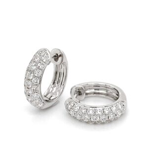 Oorringen pavé diamant 0.90crt Si Wesselton 18k goud 14,5mm-4mm