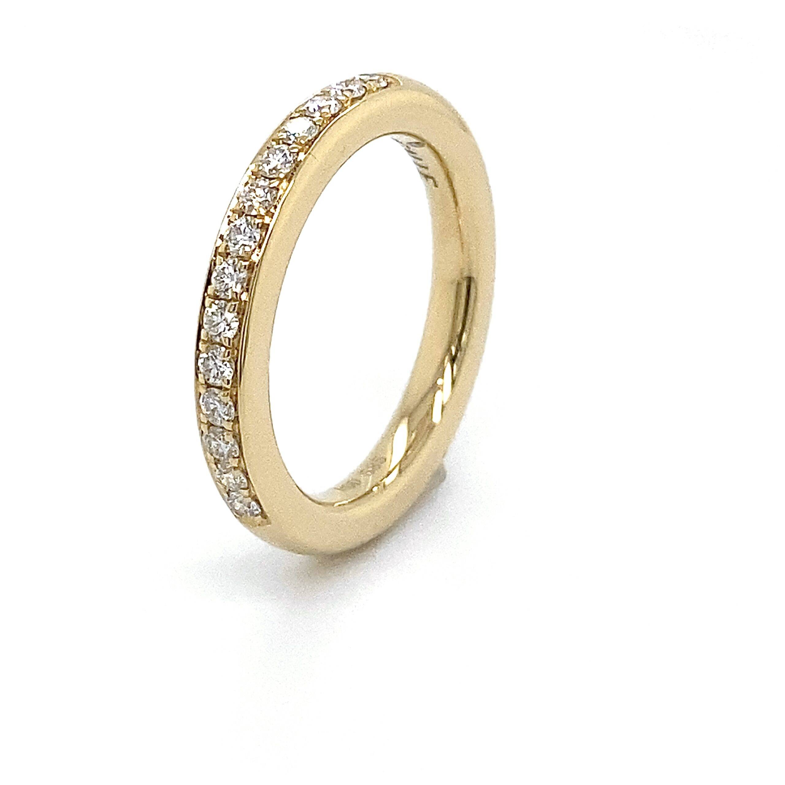 Ring 14K goud briljant 0,38crt VS H 3/3mm massief