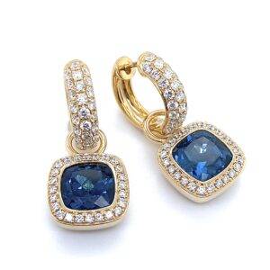 Oorhangers 14k goud LondonBlue Topaas/briljant 0.46crt VS H