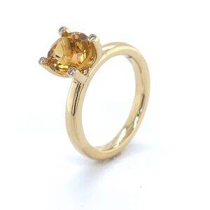 Ring Citrien 14k geelgoud- briljant