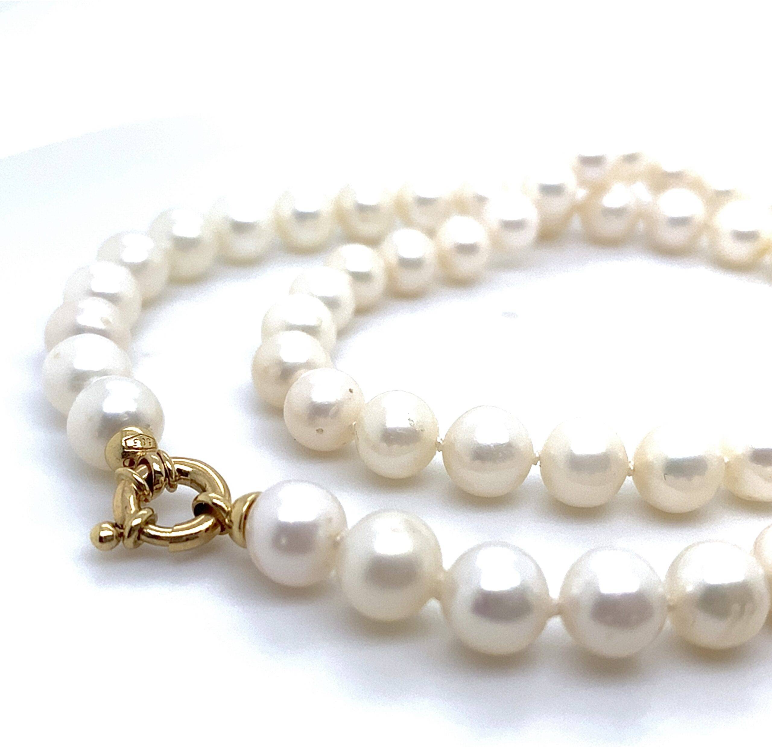 Zoetwater-Parelsnoer 6,5mm 14K goud slot 8mm