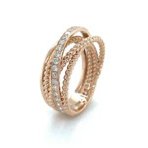 Ring "Ropes of life" 14K roségoud 0.63crt VS H