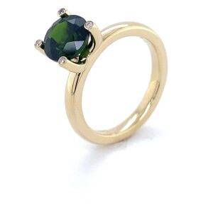 Ring Groene citrien 14k geelgoud- briljant
