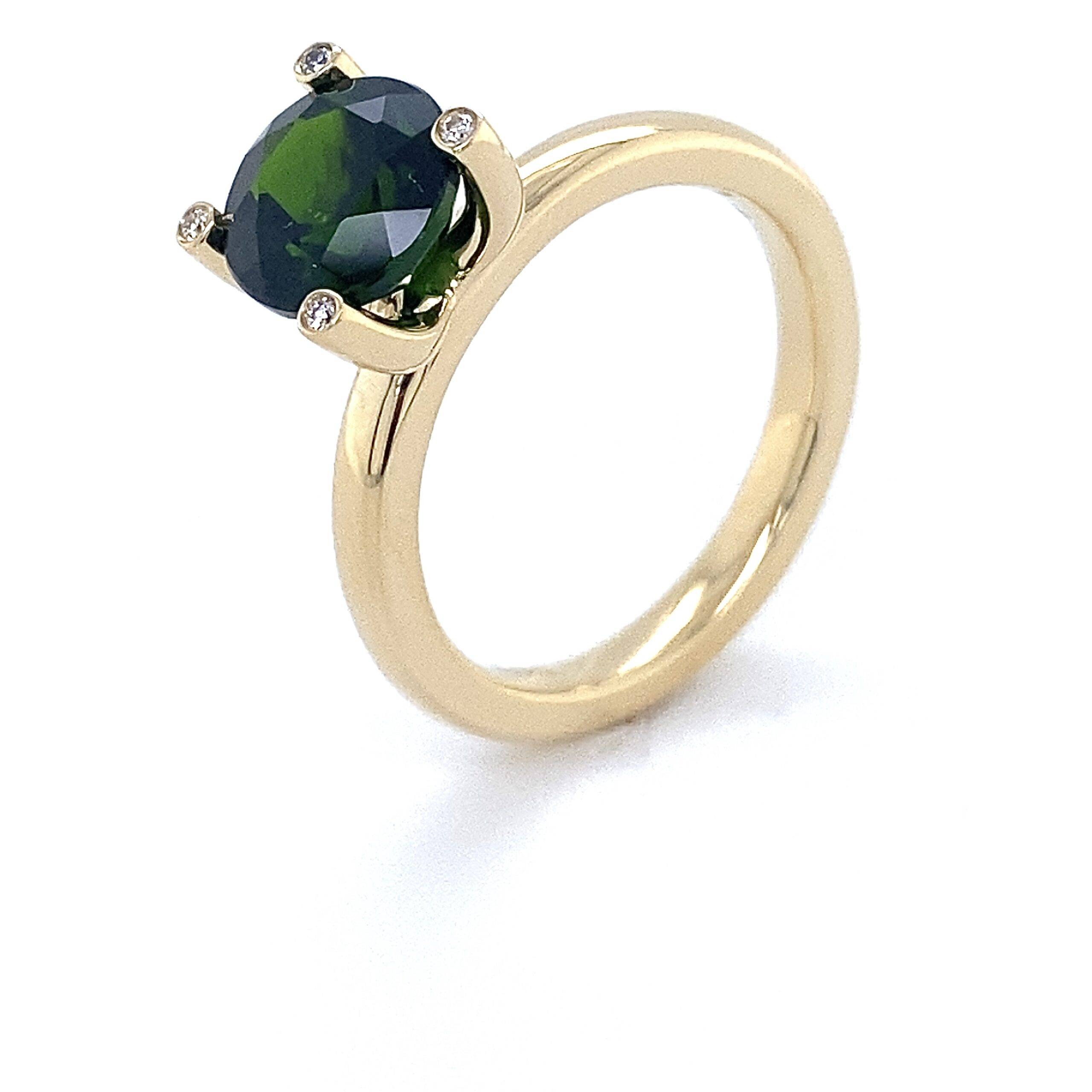 Coming Soon Ring Groene citrien 14k geelgoud- briljant