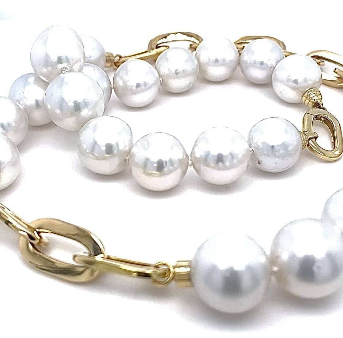 Zuidzee-Parelsnoer 18k goud schakels 12-13,5mm