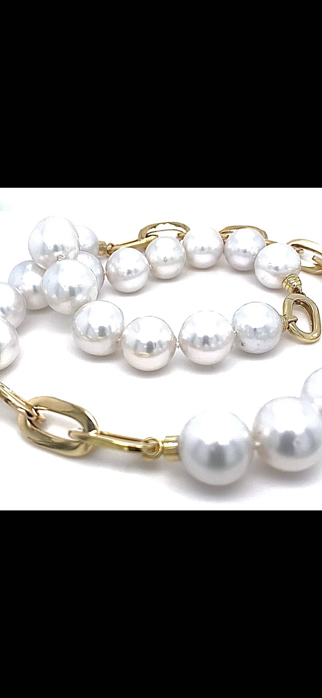 Zuidzee-Parelsnoer 18k goud schakels 12-13,5mm