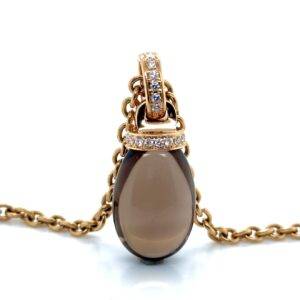 Cliphanger - Pegel rookquartz met diamant 0.25crt VS Wesselton