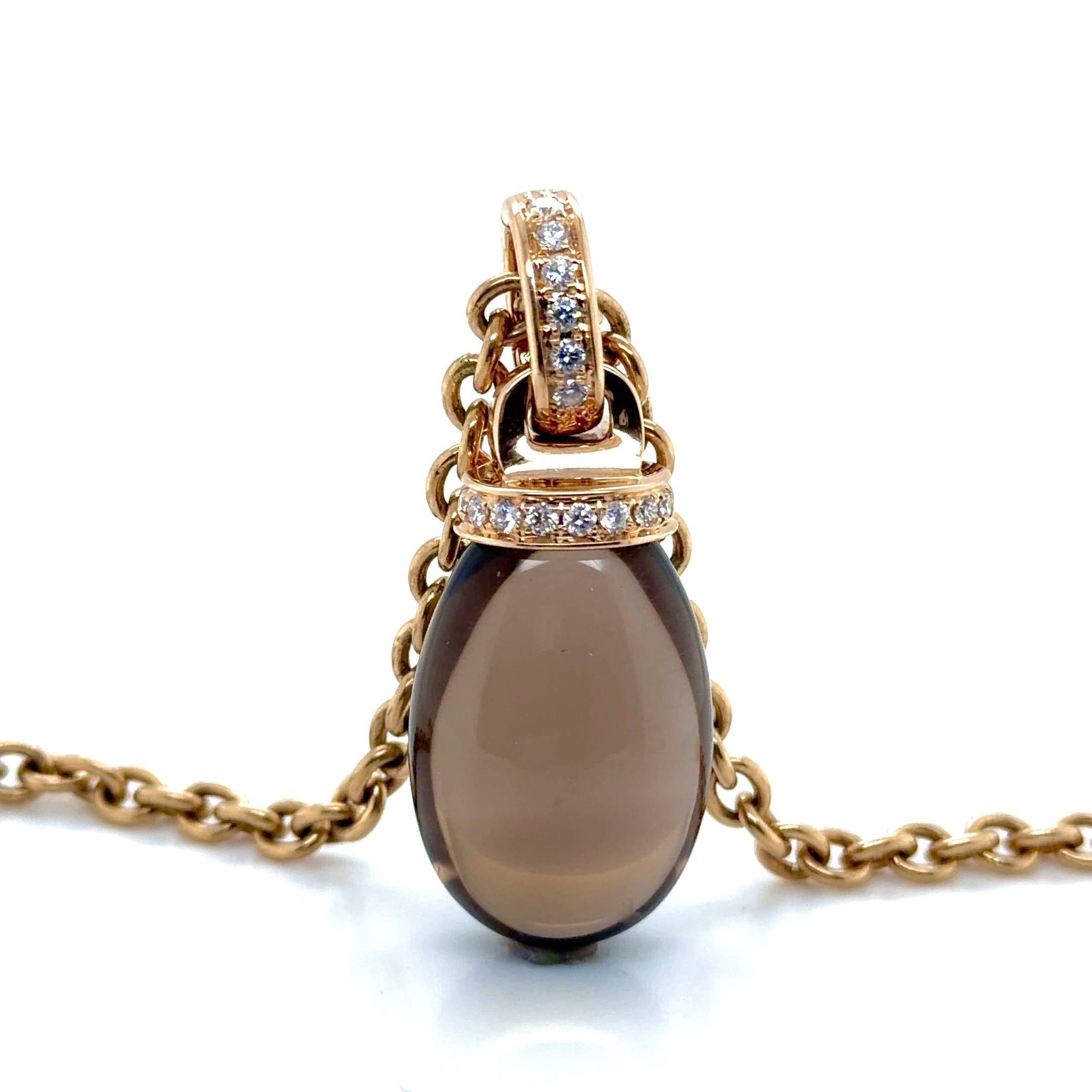 Cliphanger - Pegel rookquartz met diamant 0.25crt VS Wesselton