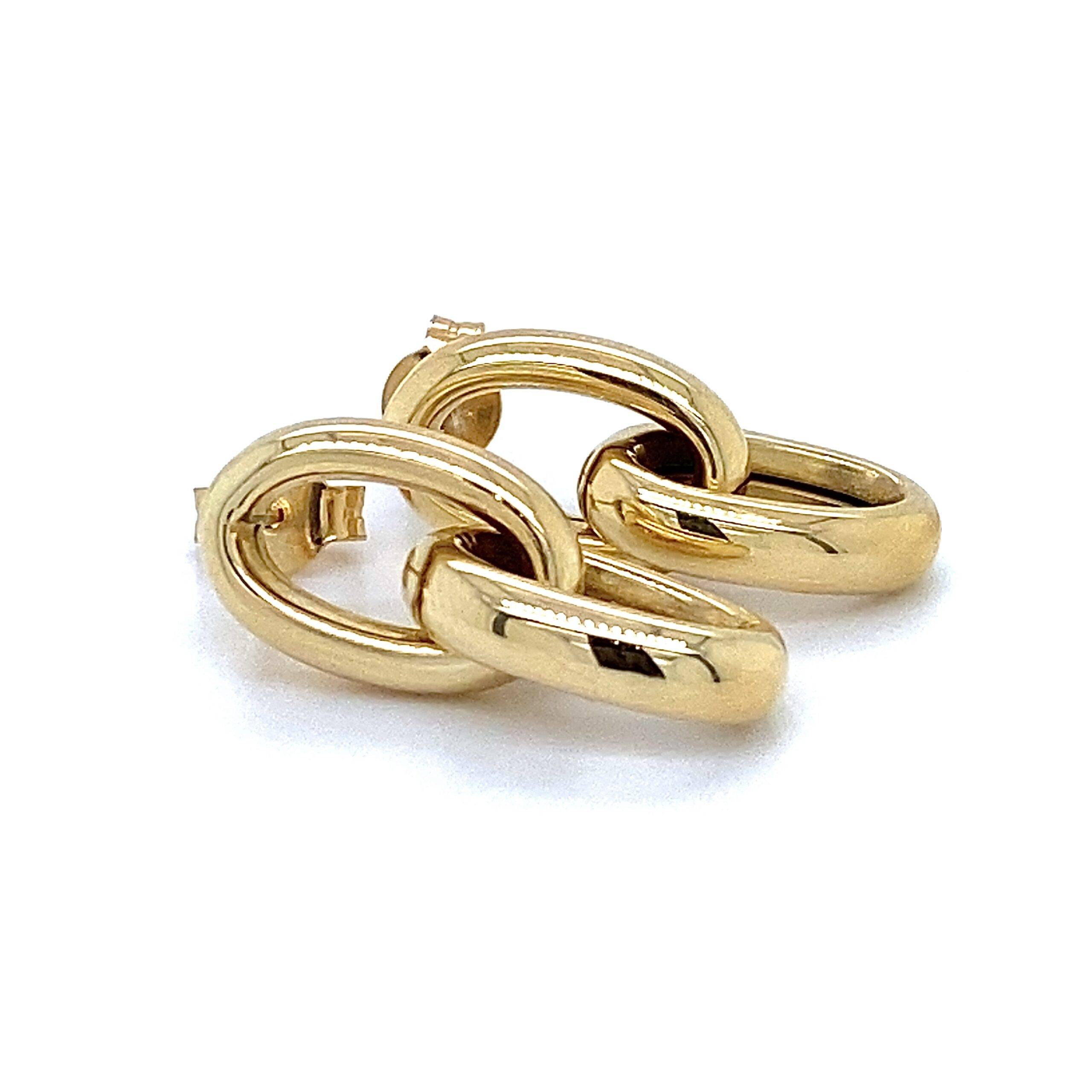 Oorhangers ovale schakel 14K geelgoud