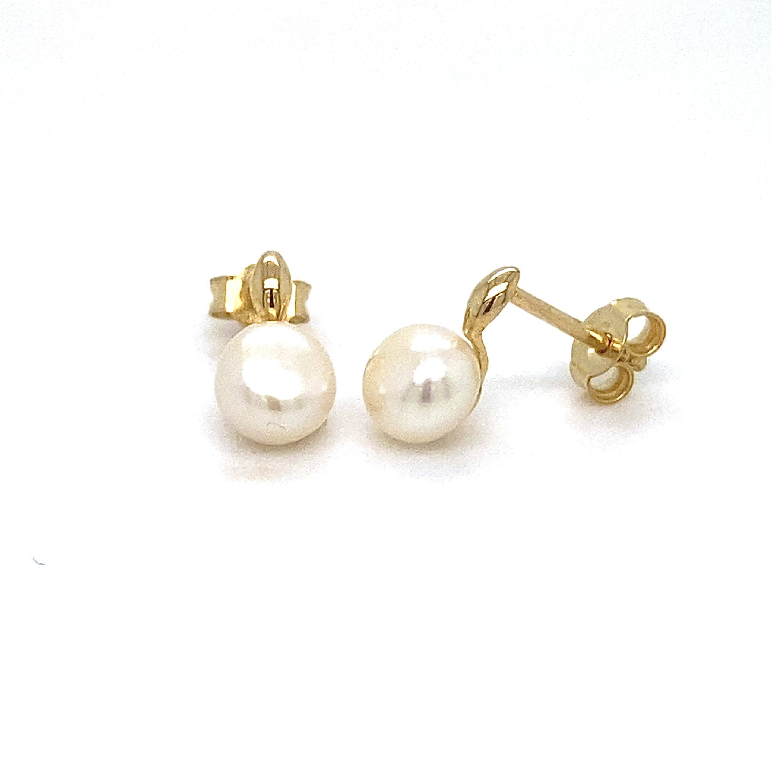 Zoetwater parel oorknopjes 14k goud