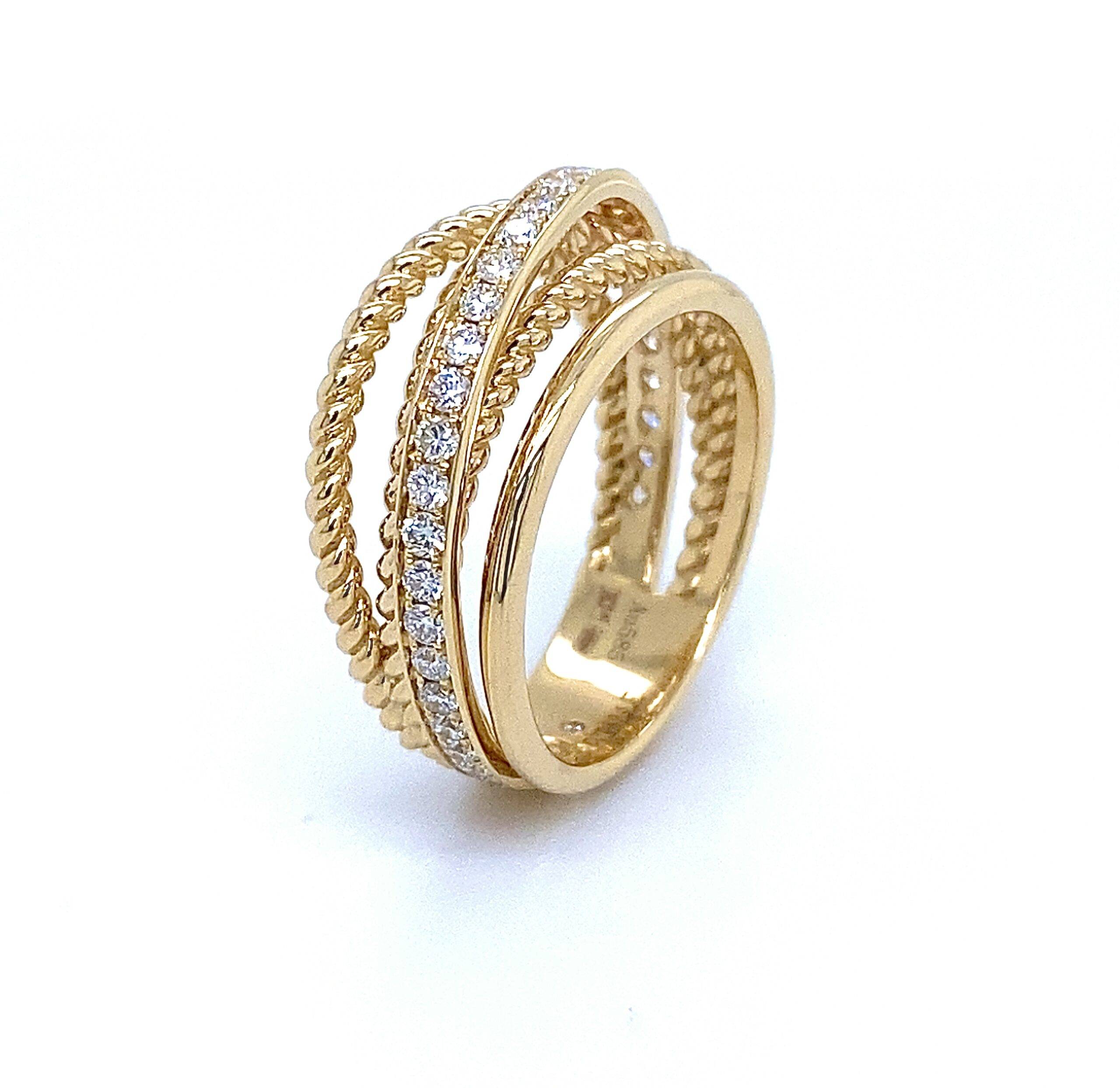 Ring "Ropes of life" 14K geelgoud 0.63crt VS H