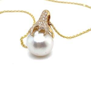 Parelmontuur 18K geelgoud briljant 0.41crt (excl. parel/collier)