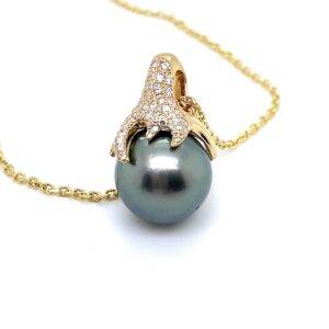 Parelmontuur 18K geelgoud briljant 0.41crt (excl. parel/collier)