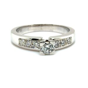 Ring solitair top kwaliteit diamant 0.43 crt VVS TW 14k witgoud